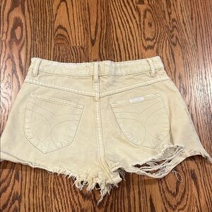 Rolla's Duster Shorts in Buttercream Women High Rise Slim Raw Hem